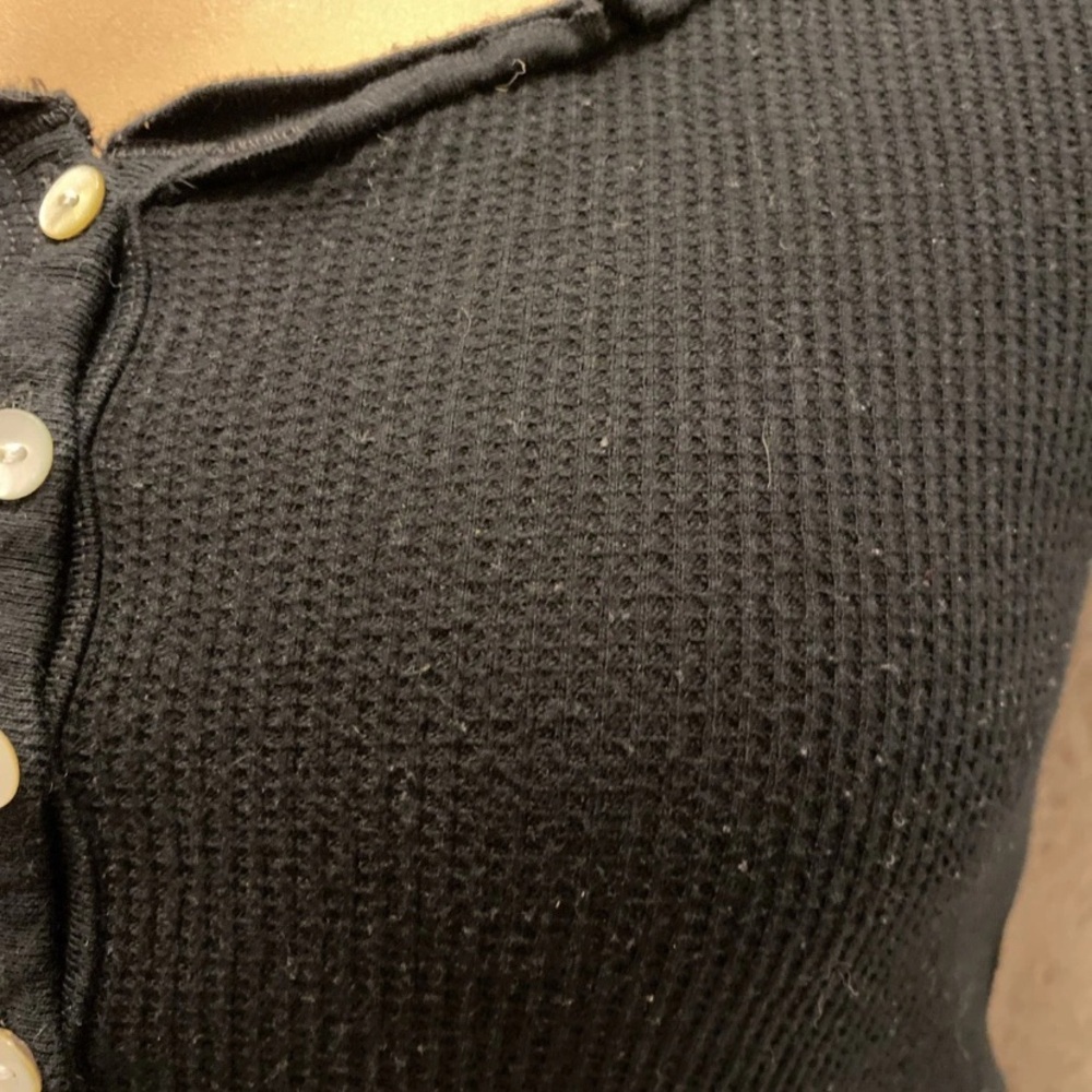 Xhilaration Black Button-Front Long Sleeve Top - Picture 7 of 13